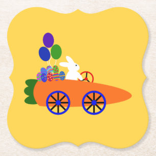 Dessous-de-verre En Papier Bunny Riding voiture carotte #3 Dessous de verre e