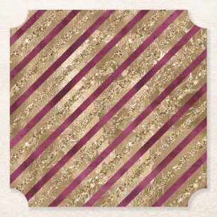 Dessous-de-verre En Papier Burgundy Gold Parties scintillant Stripes