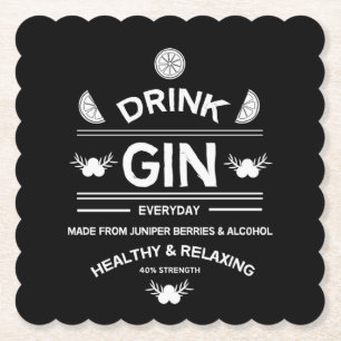 Dessous-de-verre En Papier Buveurs de Gin Amour du Gin Décoration Maison