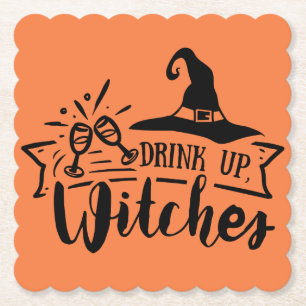 Dessous-de-verre En Papier Buvez les Sorcières Simple Halloween