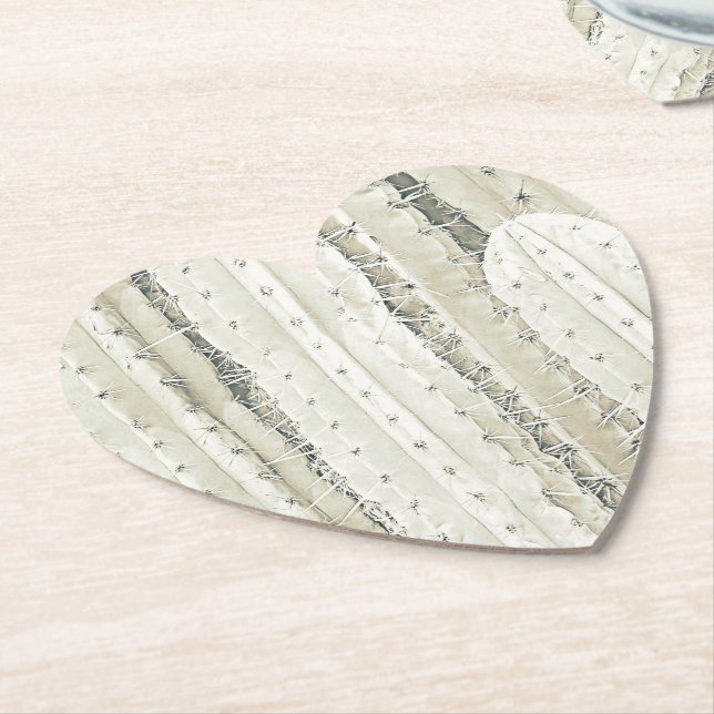 Dessous-de-verre En Papier Cactus Saguaro Couleurs Neutres Épineux Cool (Incliné)
