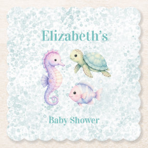 Dessous-de-verre En Papier Cadeau de Baby Shower Pastel Under The Sea