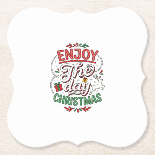 Dessous-de-verre En Papier Cadeau de rennes de Noël Profitez de la journée