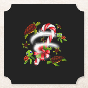 Dessous-de-verre En Papier Cadeau de tortue   Turtle Candy Sweet Christmas