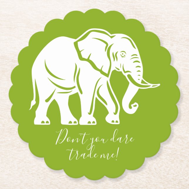 Dessous-de-verre En Papier Cadeau Farceur Éléphant Blanc (Devant)