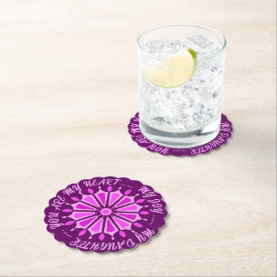DESSOUS-DE-VERRE EN PAPIER CADEAU FLEUR MODERNE DE MAMAN PAPA SOEUR FILS PATR