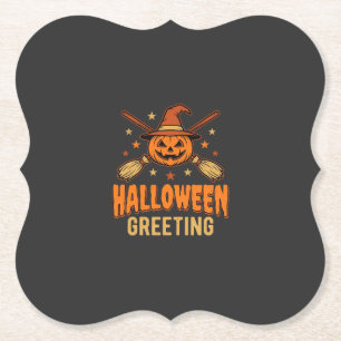 Dessous-de-verre En Papier Cadeau Halloween Sorcière Citrouille Design Vintag