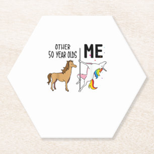 Dessous-de-verre En Papier Cadeau licorne 50 ans anniversaire et moi pour