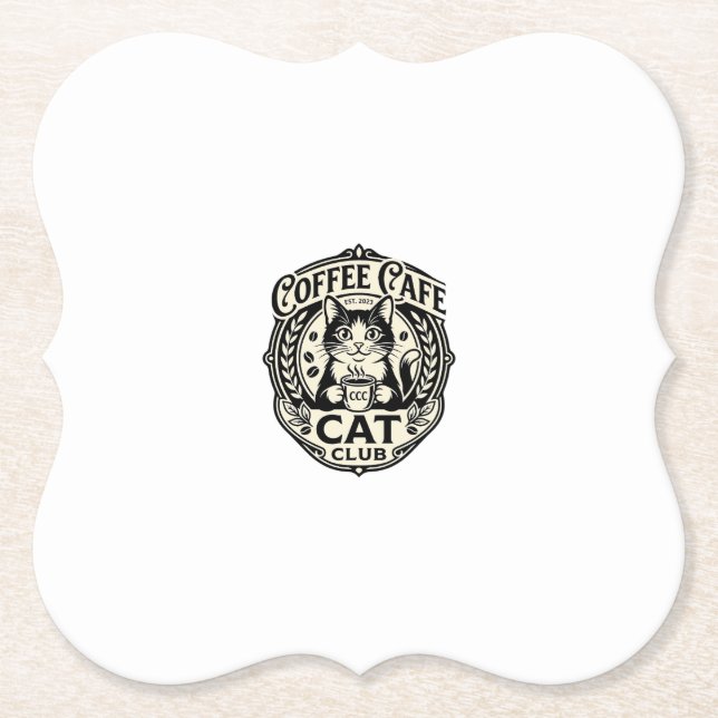 Dessous-de-verre En Papier Café Café Chat Drôle Chat Graphique - Café Café Ca (Devant)