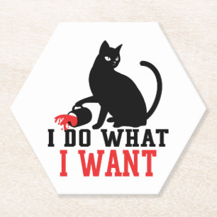 Dessous-de-verre En Papier Café Chat Noir Sassy Je Fais Ce Que Je Veux Fémini