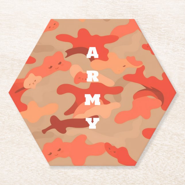 Dessous-de-verre En Papier Camo de bois orange (Devant)