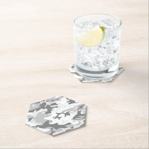 Dessous-de-verre En Papier Camouflage gris neige d'hiver, Militaire, Armée