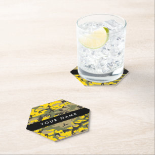 Dessous-de-verre En Papier Camouflage jaune et vert Votre nom Personnalisez