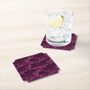 Dessous-de-verre En Papier Camouflage Monocolore Pourpre Tyrien