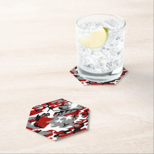 Dessous-de-verre En Papier Camouflage rouge et gris, Militaire, Armée