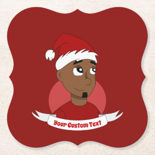 Dessous-de-verre En Papier Caricature de Noël de l'homme souriant