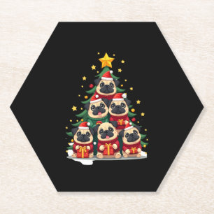 Dessous-de-verre En Papier Carlins de chien Noël Arbre mou Noël (1)
