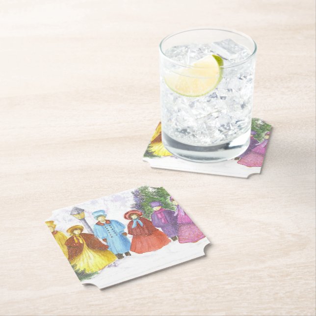 Dessous-de-verre En Papier Caroleurs de Noël (En situation)