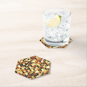 Dessous-de-verre En Papier Carreaux de piscine, Carreaux de mosaïque Brown, M