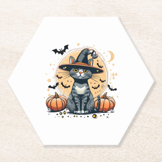 Dessous-de-verre En Papier Cartes graphiques pour chat entourées (Devant)