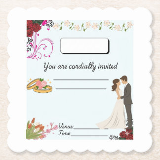 Dessous-de-verre En Papier Carton d'invitation de mariage floral vintage avec