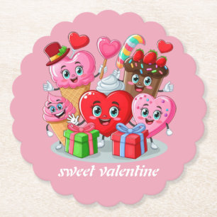Dessous-de-verre En Papier Cartoon Heart & Sweet amis valentine's day