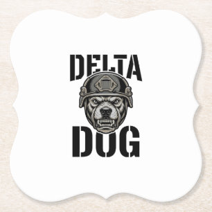 Dessous-de-verre En Papier Casque Delta Dog Bulldog Gravure Vintage Design_