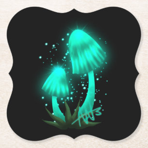 Dessous-de-verre En Papier Casquette de Pixie psychédélique de Cyan brillant