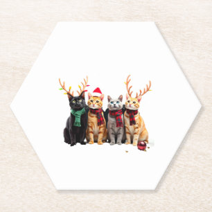 Dessous-de-verre En Papier Cat Christmas Light Reindee Père Noël Christmas Ca