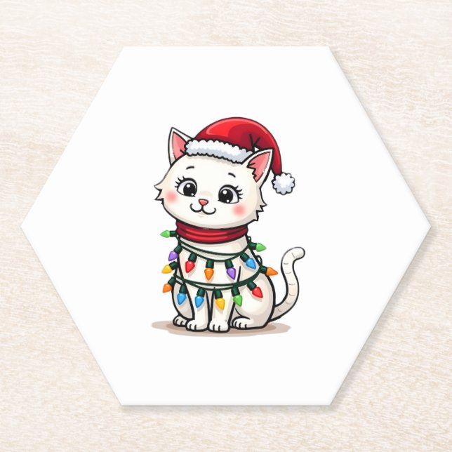 Dessous-de-verre En Papier Cat Christmas Tree (Devant)