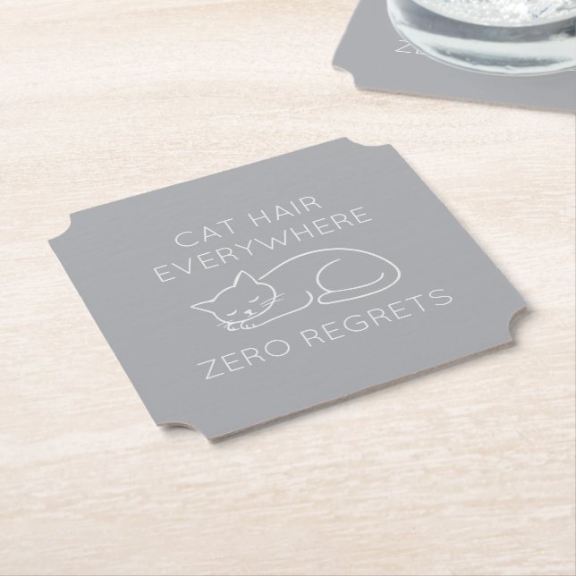 Dessous-de-verre En Papier Cat hair everywhere zero regrets (Incliné)