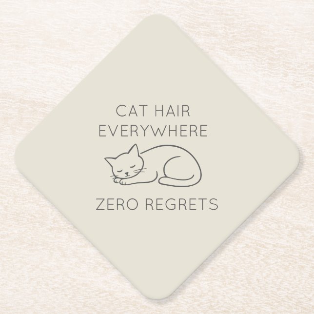 Dessous-de-verre En Papier Cat hair everywhere zero regrets (Devant)