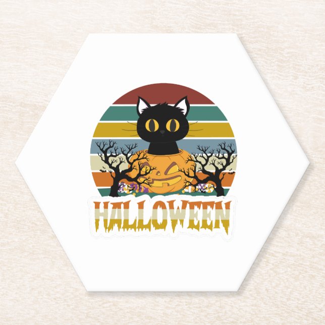 Dessous-de-verre En Papier Cat Halloween (Devant)