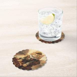 Dessous-de-verre En Papier Célébrations d'hiver dans la neige, avec Kittens