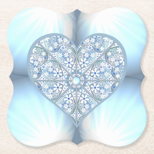 Dessous-de-verre En Papier Céramique Lace Bleu clair (Devant)