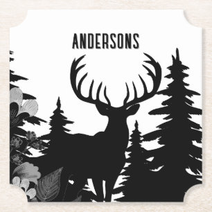 Dessous-de-verre En Papier Cerf avec Big Rack Out Forest Nom personnel