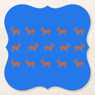 Dessous-de-verre En Papier Cerf Brun Motif Festif de Marche Bleu