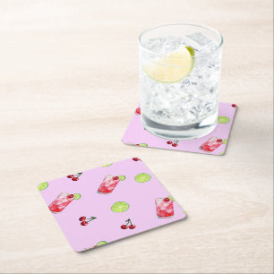 Dessous-de-verre En Papier Cerises Limites Cocktails