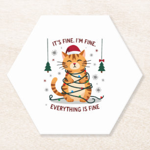 Dessous-de-verre En Papier C'est Bien Je Suis Bien Tout Va Bien Xmas Chat Chr