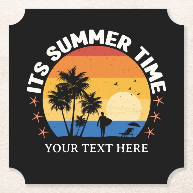 Dessous-de-verre En Papier C'est la conception de coucher de soleil tropical  (Devant)