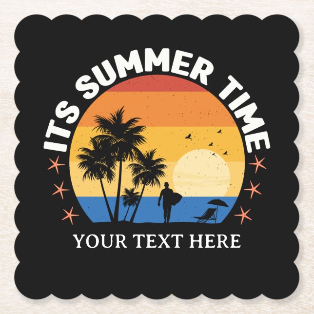 Dessous-de-verre En Papier C'est la conception de coucher de soleil tropical  (Devant)