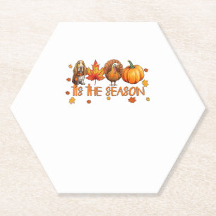 Dessous-de-verre En Papier C'Est La Saison Basset Hound Chien Chute Thanksgiv
