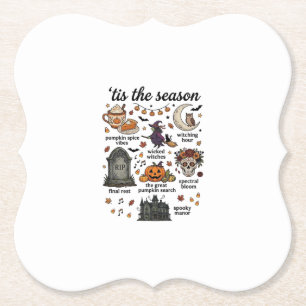 Dessous-de-verre En Papier C'est la saison Halloween Sorcière Citrouille Crân