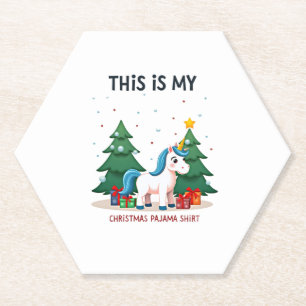 Dessous-de-verre En Papier C'est ma chemise de pyjama de Noël Licorne Xmas PJ