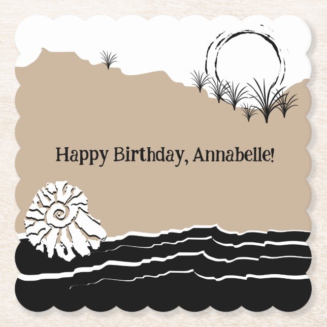 Dessous-de-verre En Papier C'est une fête d'anniversaire de plage (Devant)