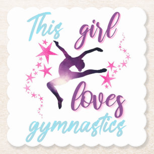 Dessous-de-verre En Papier Cette Fille Aime La Gymnastique Étoiles Leap