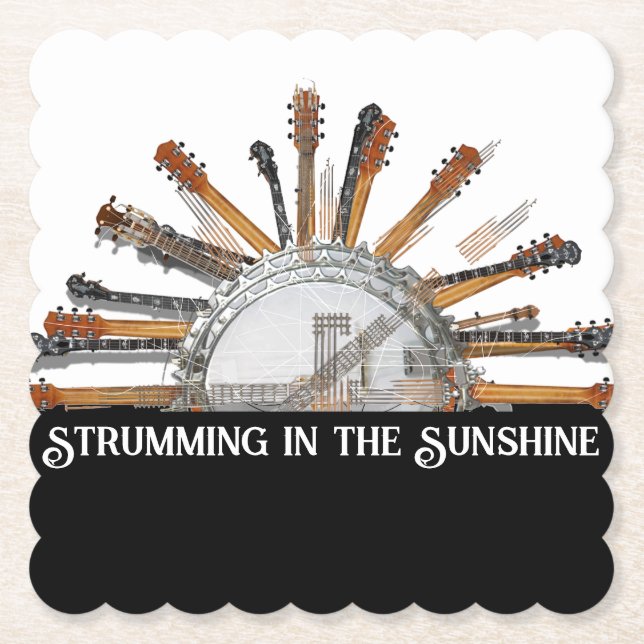 DESSOUS-DE-VERRE EN PAPIER CHAÎNES DE GUITARE AU SOLEIL (Devant)