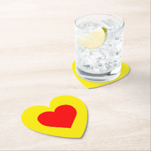 Dessous-de-verre En Papier Chaleur de coeur rouge Jaune