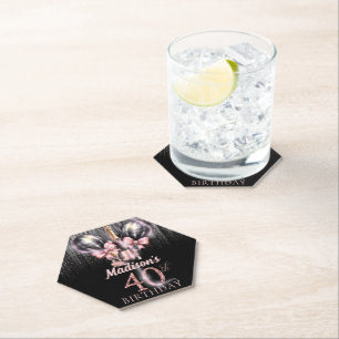 Dessous-de-verre En Papier Champagne de luxe 40e anniversaire Personnalisé