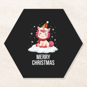 Dessous-de-verre En Papier Chapeau de Noël licorne mignon T-Shi de Noël licor